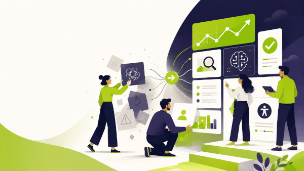 Illustrazione esemplificativa di professionisti che lavorano a vari progetti